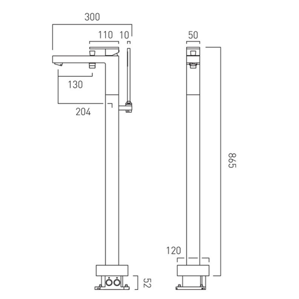 Vado Notion Floor Mounted Bath Shower Mixer with Shower Kit