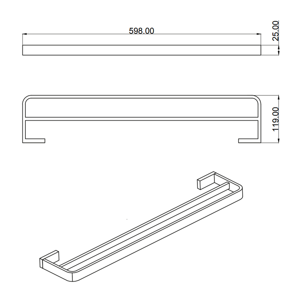 Isla Double Towel Rail 600mm