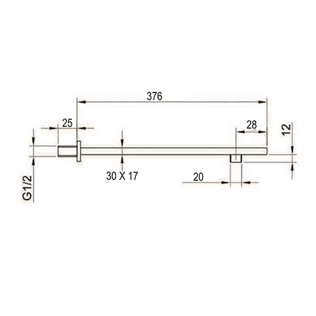 Drench Premium Square Wall Mounted Shower Arm - 376mm