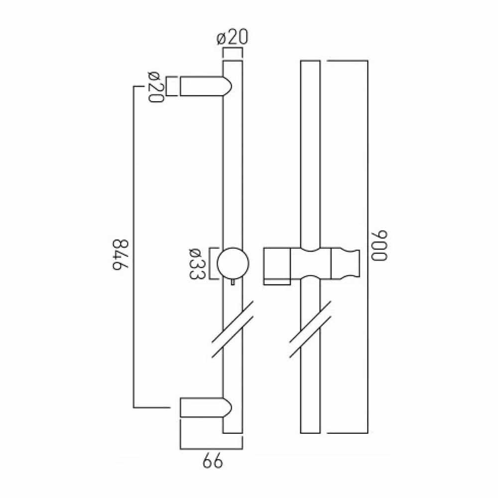 Vado Elements Contemporary 900mm Slide Rail with Twist Control