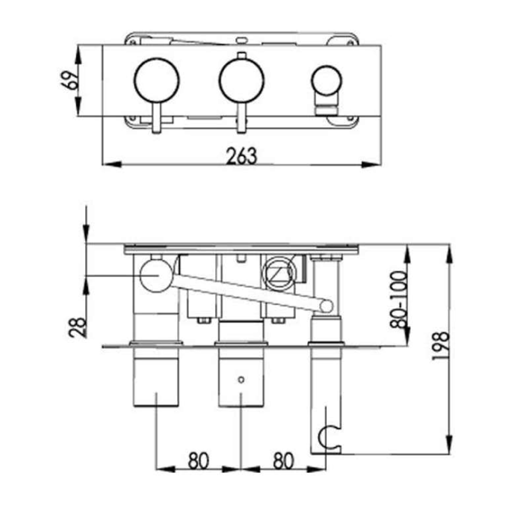 VOS 2 Outlet Concealed Thermostatic Shower Valve with Shower Handset - Matt Black