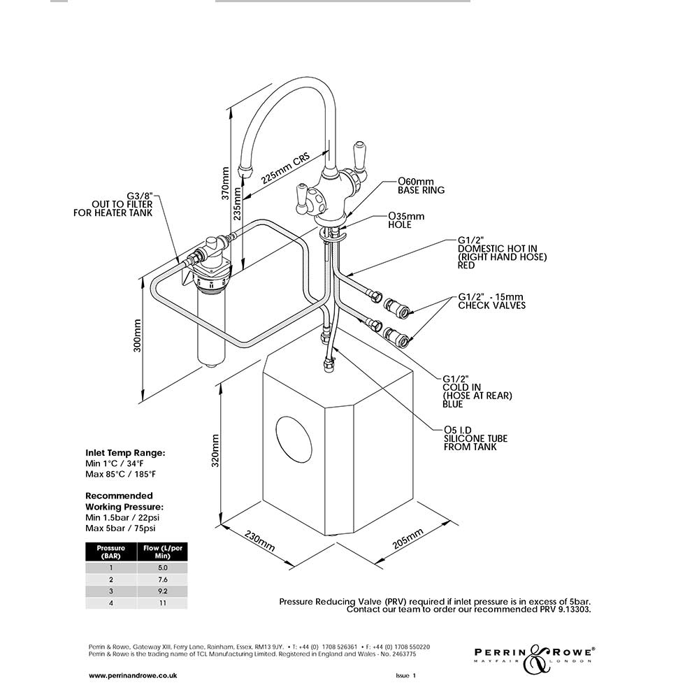 Perrin & Rowe Phoenician C Spout 3-in-1 Instant Hot Water Mixer Tap