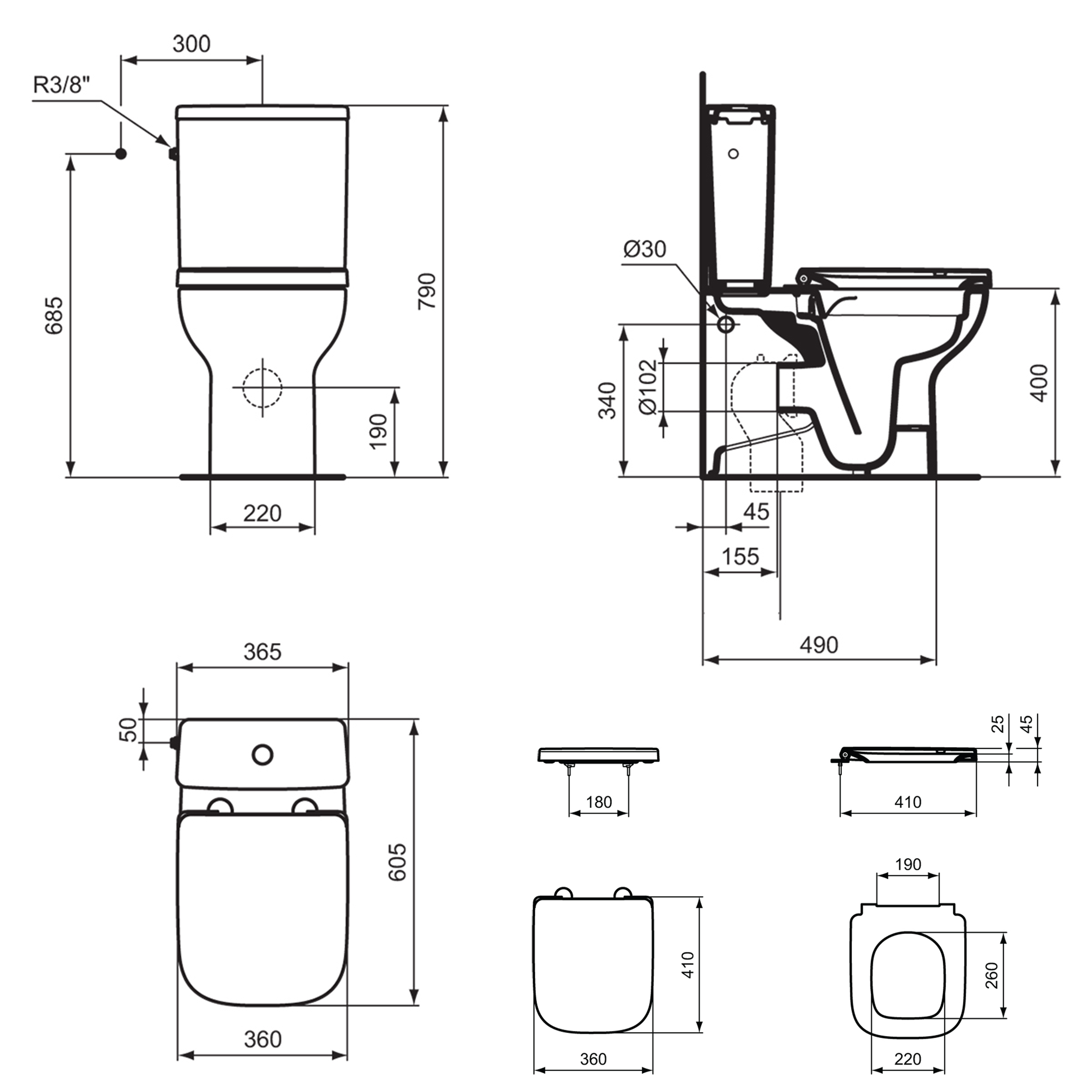 Ideal Standard i.life A Close Coupled Fully Back to Wall Rimless Toilet with Soft Close Seat