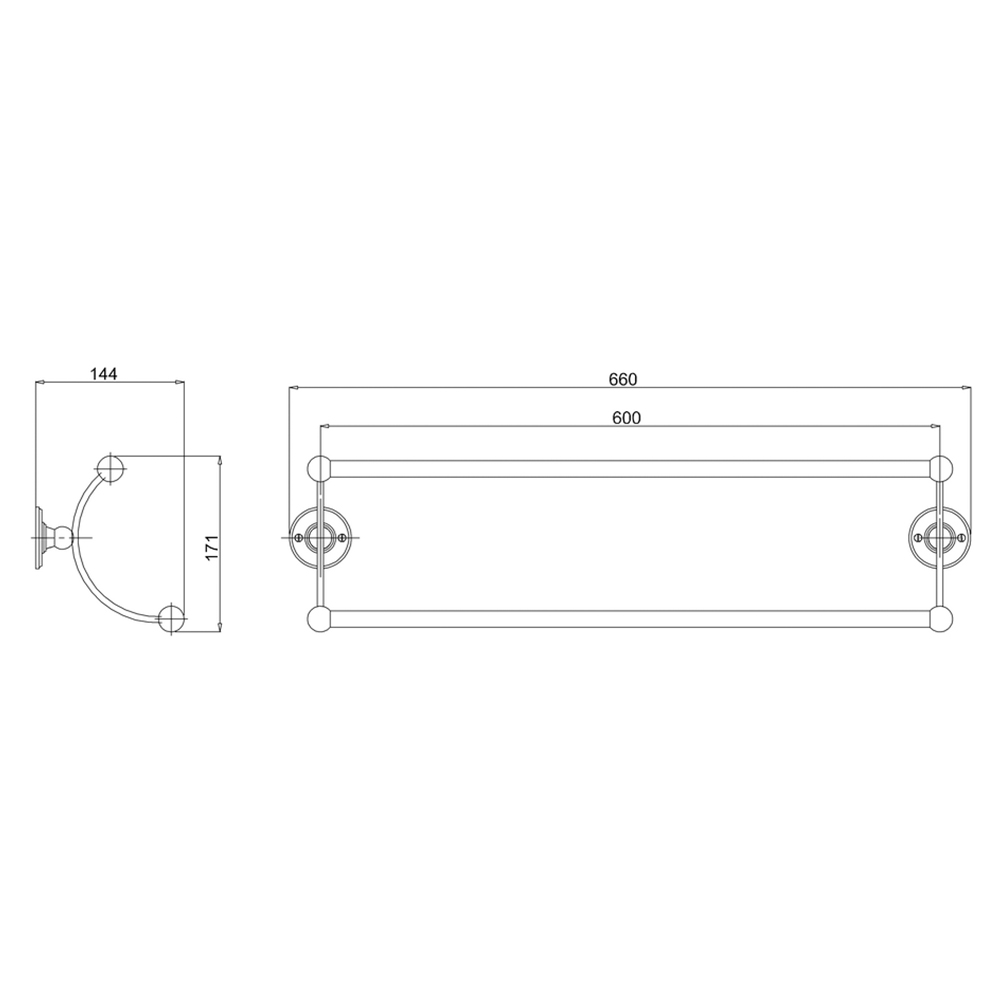 Burlington Double Towel Rail - 660mm
