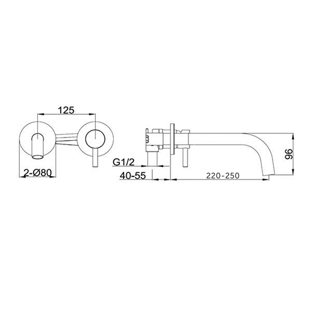 VOS Single Lever Wall Mounted Basin Mixer with Designer Handle - Matt Black