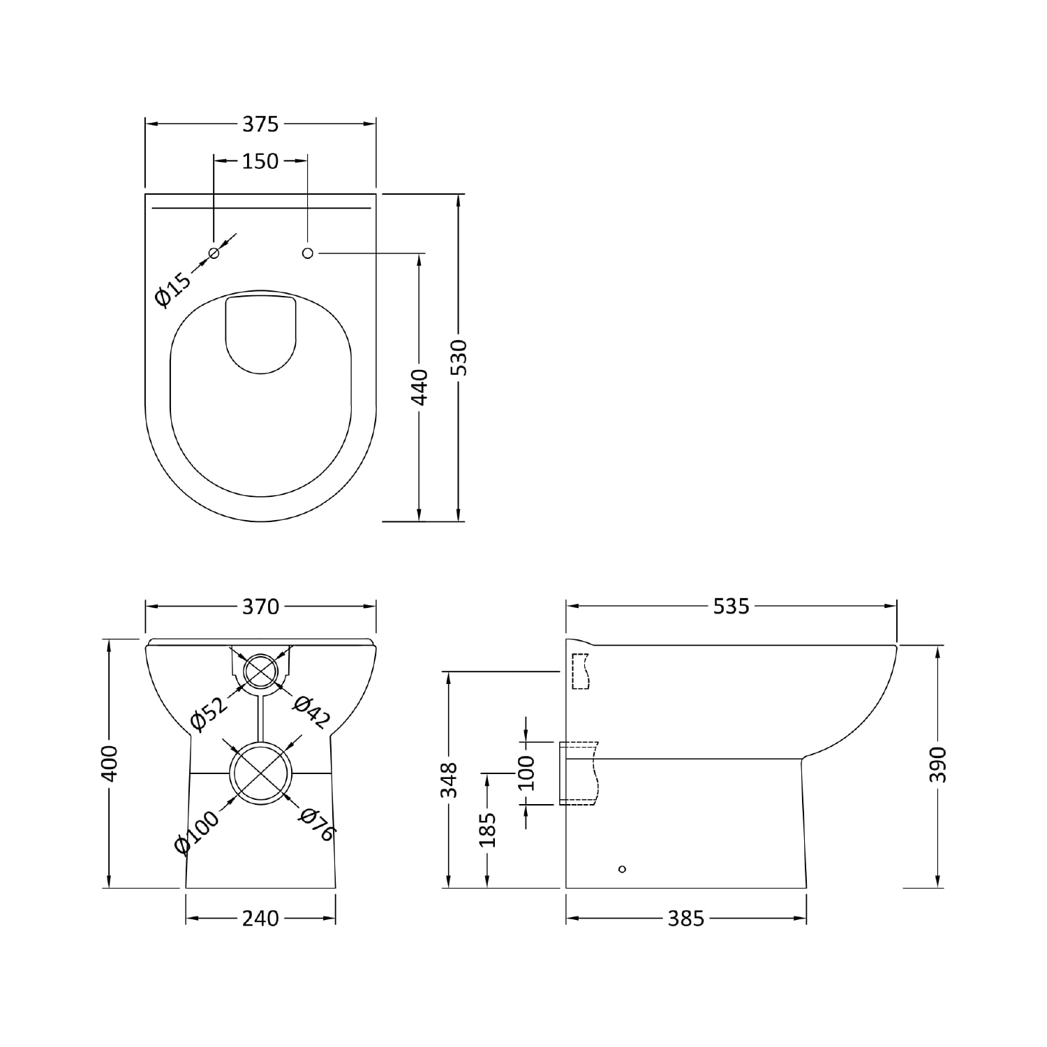 Vellamo Modern D-Shaped Back to Wall Toilet with Soft Close Seat