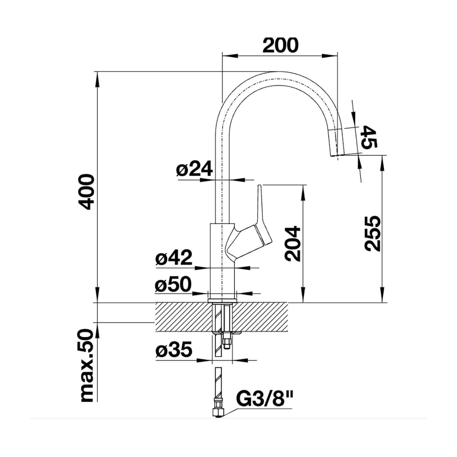 Blanco Carena Single Lever Chrome Mono Kitchen Mixer Tap