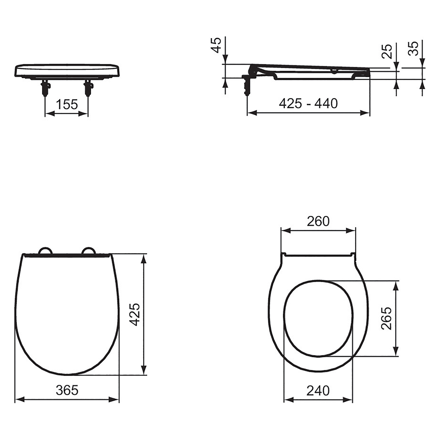 Ideal Standard Universal Wrap Over Soft Close Toilet Seat