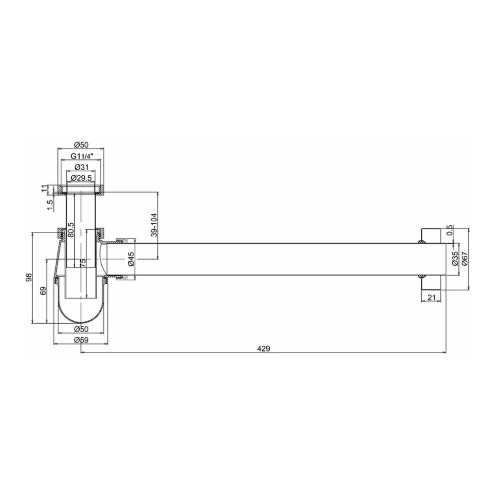 Crosswater Standard Small Bottle Trap with 400mm Pipe