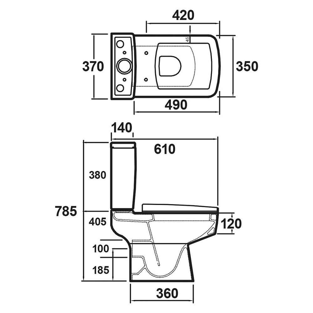 Jack Square Close Coupled Compact Toilet & Soft Close Seat
