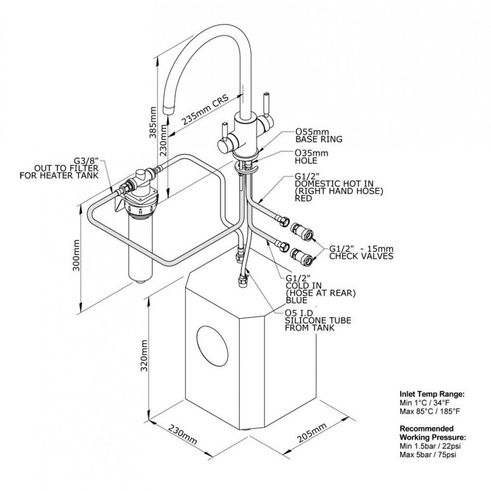 Perrin & Rowe Juliet C Spout 3-in-1 Instant Hot Water Mixer Tap