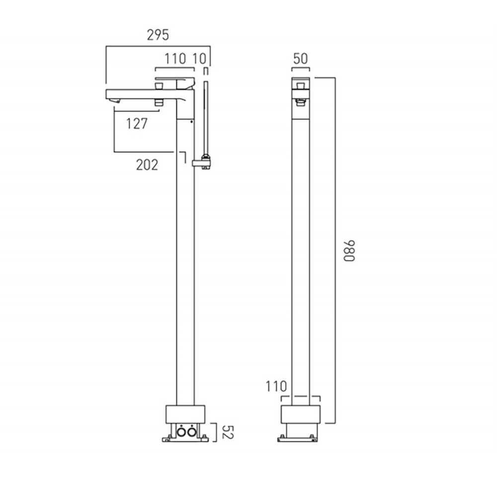 Vado Life Floor Mounted Bath Shower Mixer with Shower Kit