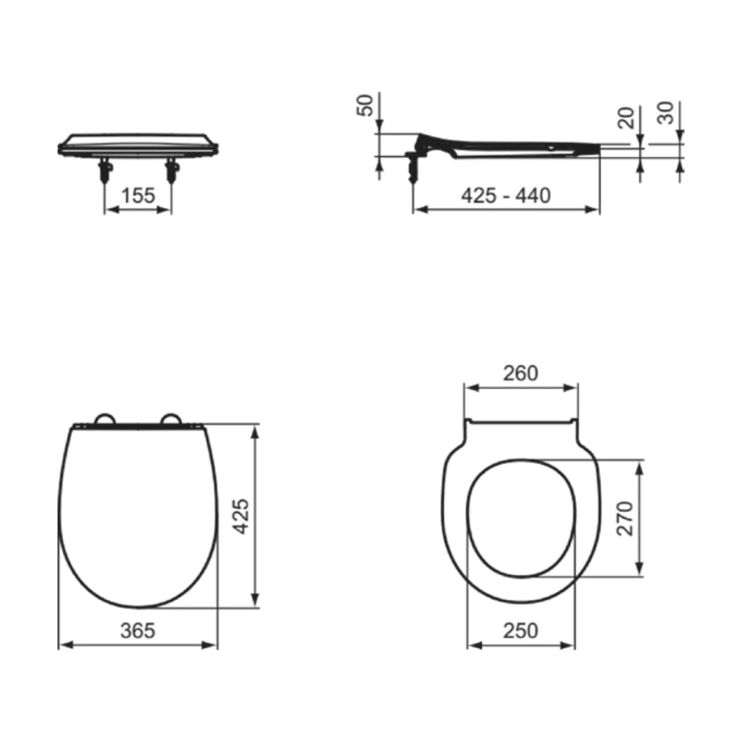 Ideal Standard Universal Slim Soft Close Toilet Seat