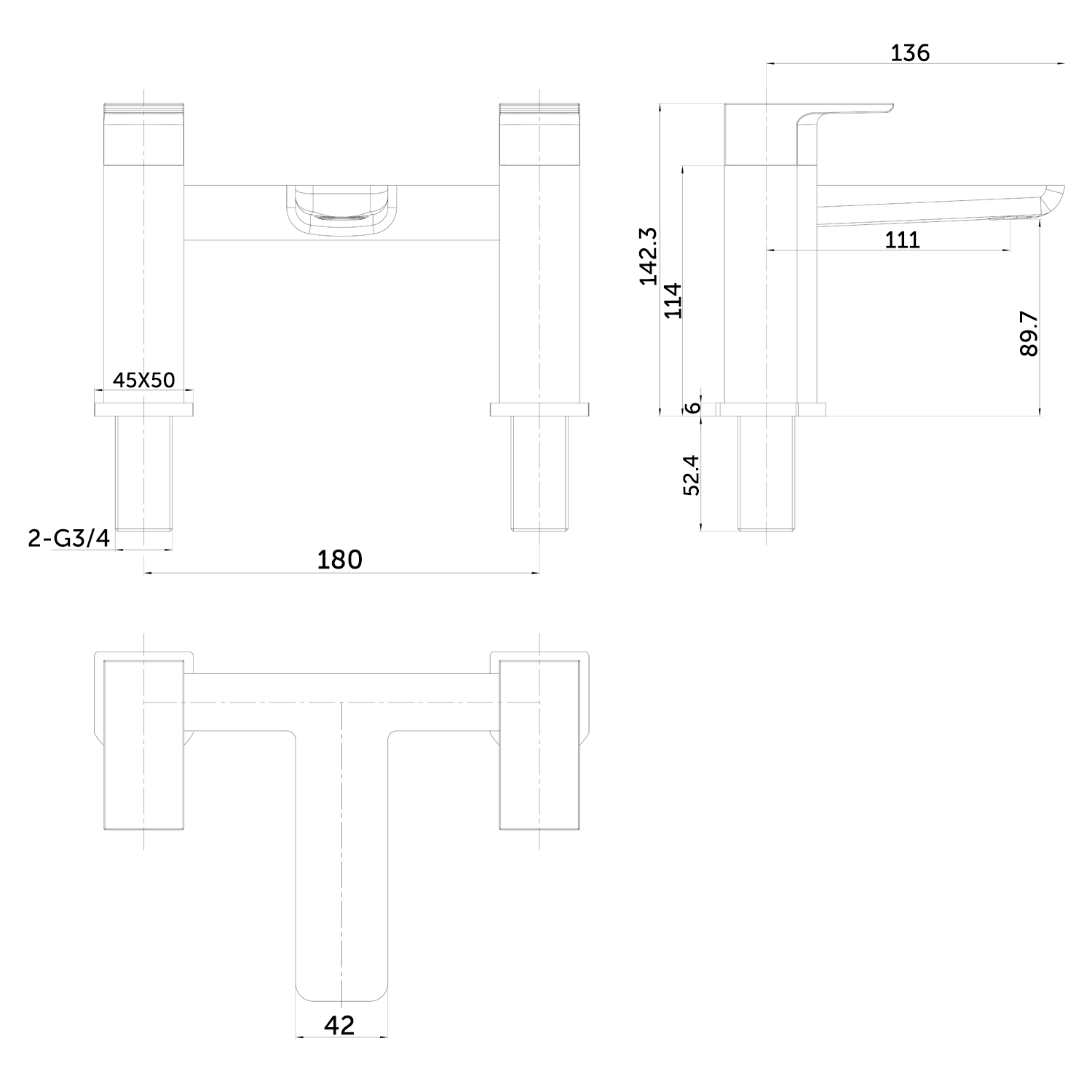 Harbour Status Deck Mounted Bath Mixer Tap - Chrome