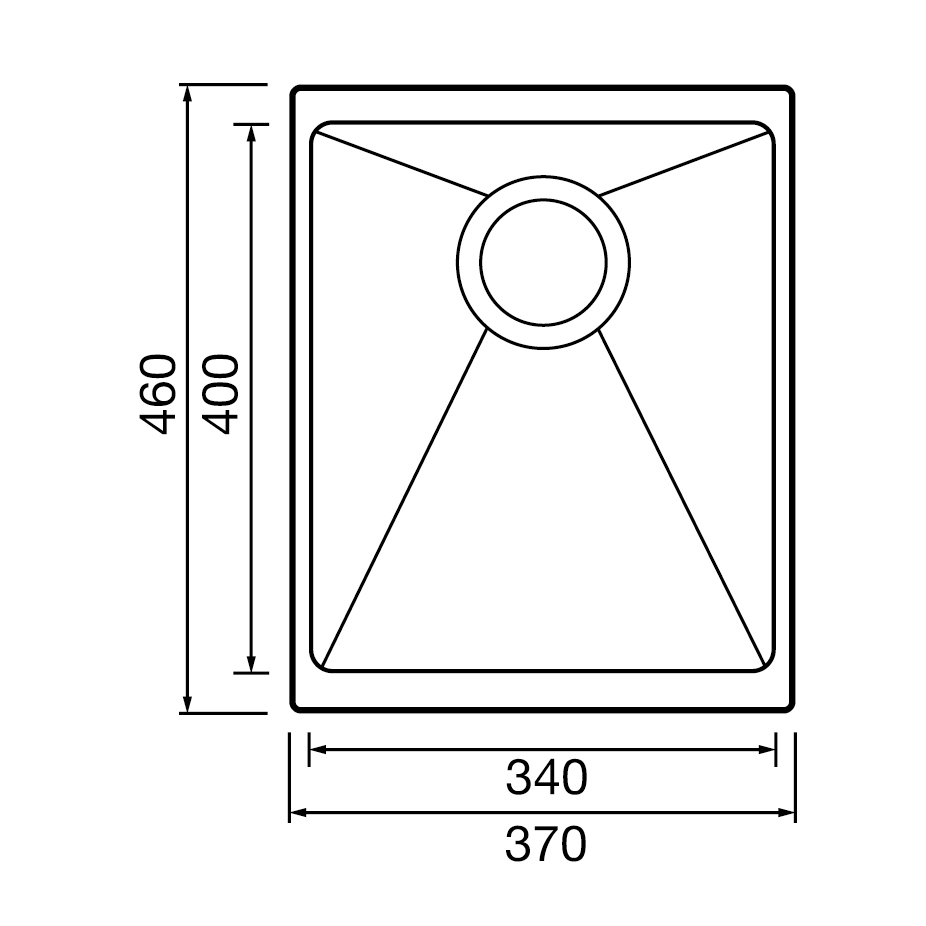 Clearwater Siena Compact 1 Bowl Granite Composite Inset or Undermount Kitchen Sink & Waste - 370 x 460mm