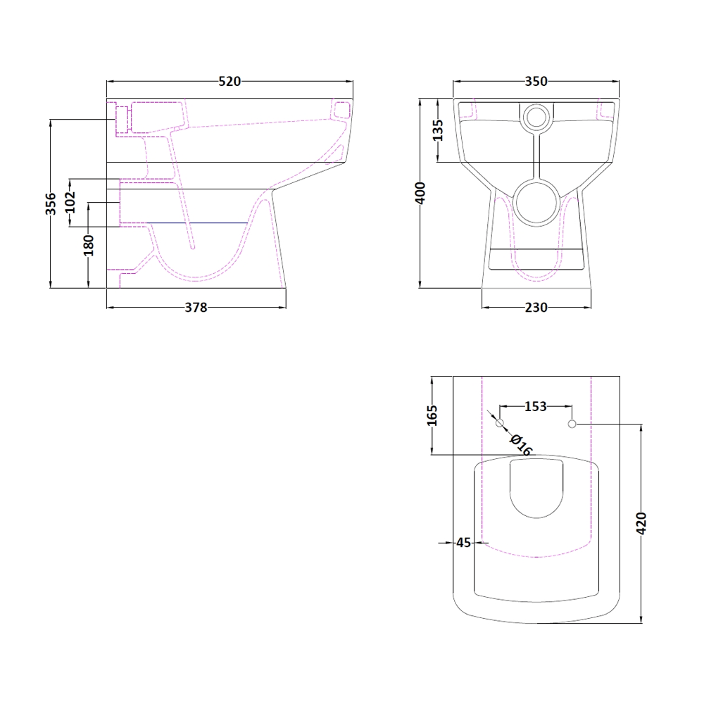 Jack Square Back to Wall Toilet & Soft Close Seat