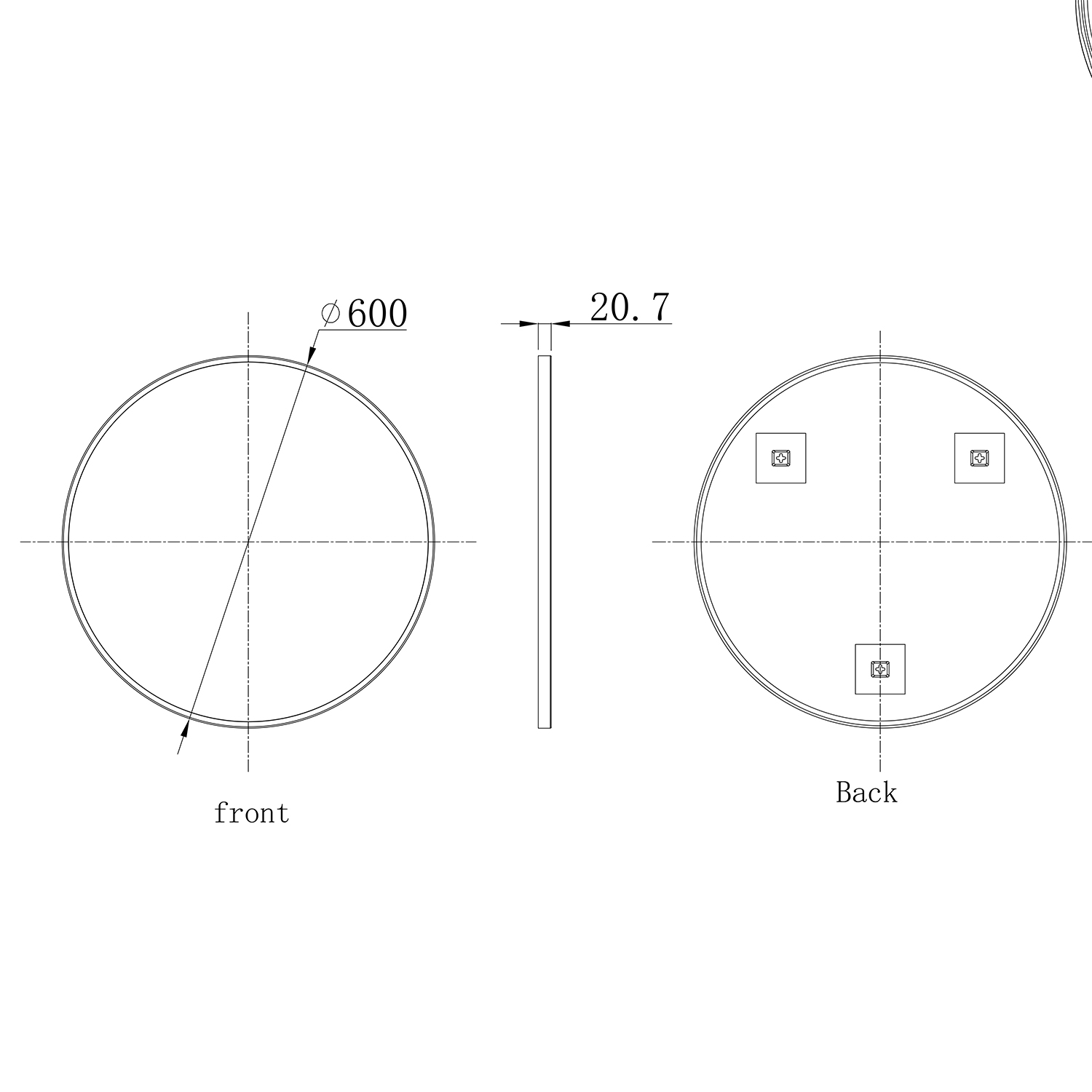VOS Round Framed Mirror - 600mm