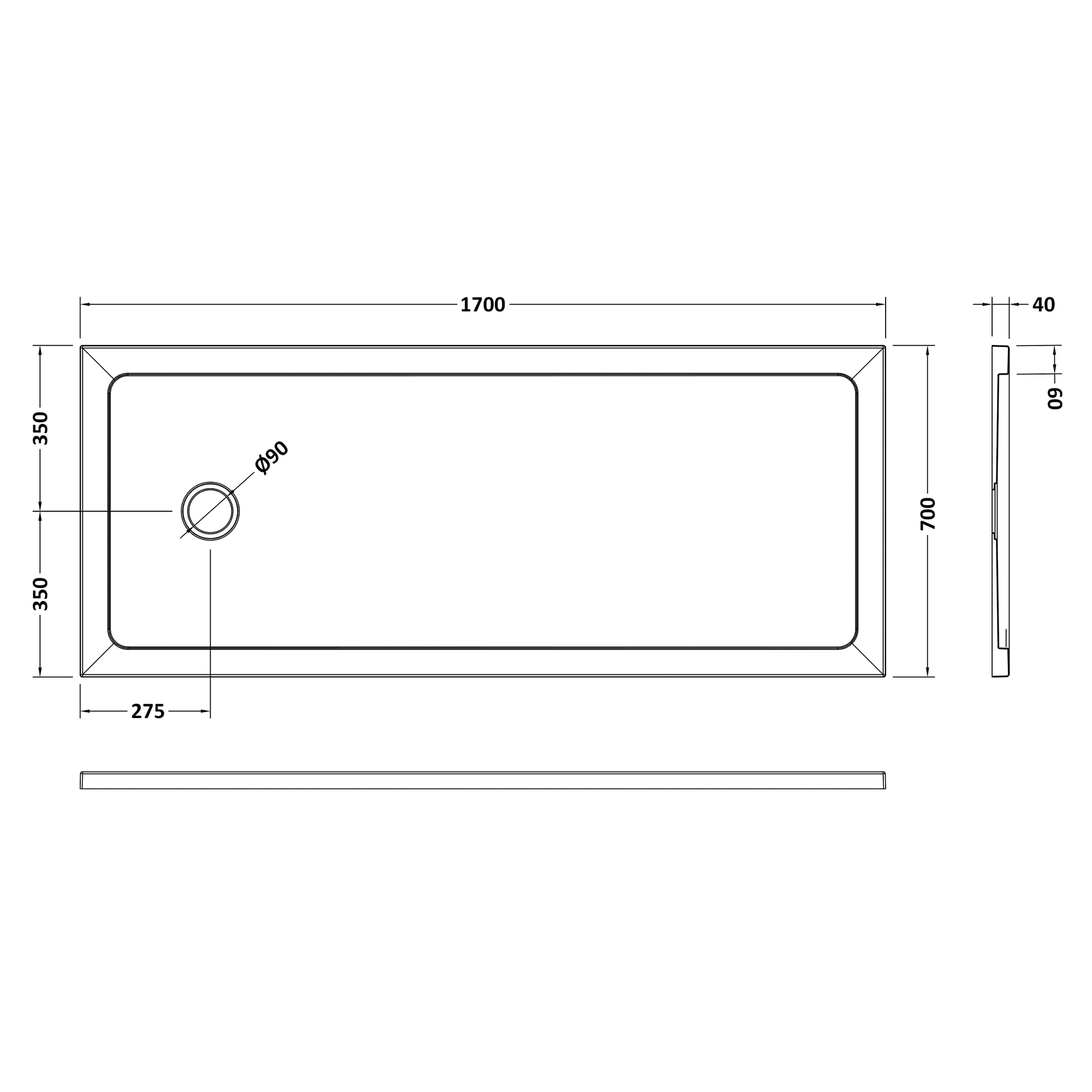 Drench MineralStone Low Profile Bath Replacement Tray - 1700 x 700mm