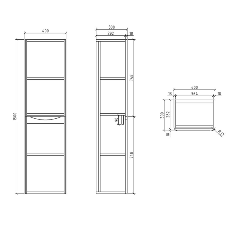 Harbour Clarity 1500mm Tall Bathroom Storage Unit - Gloss White