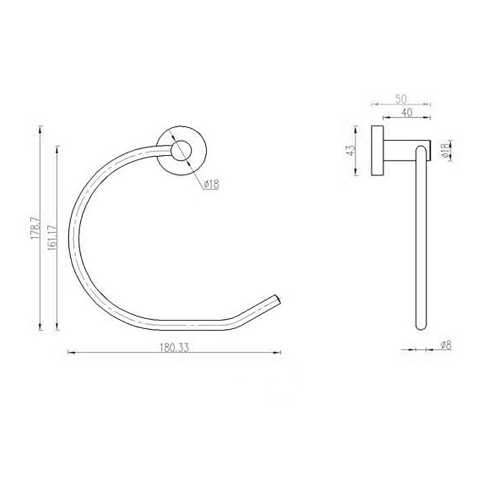 Inox Brushed Stainless Steel Wall Mounted Towel Ring