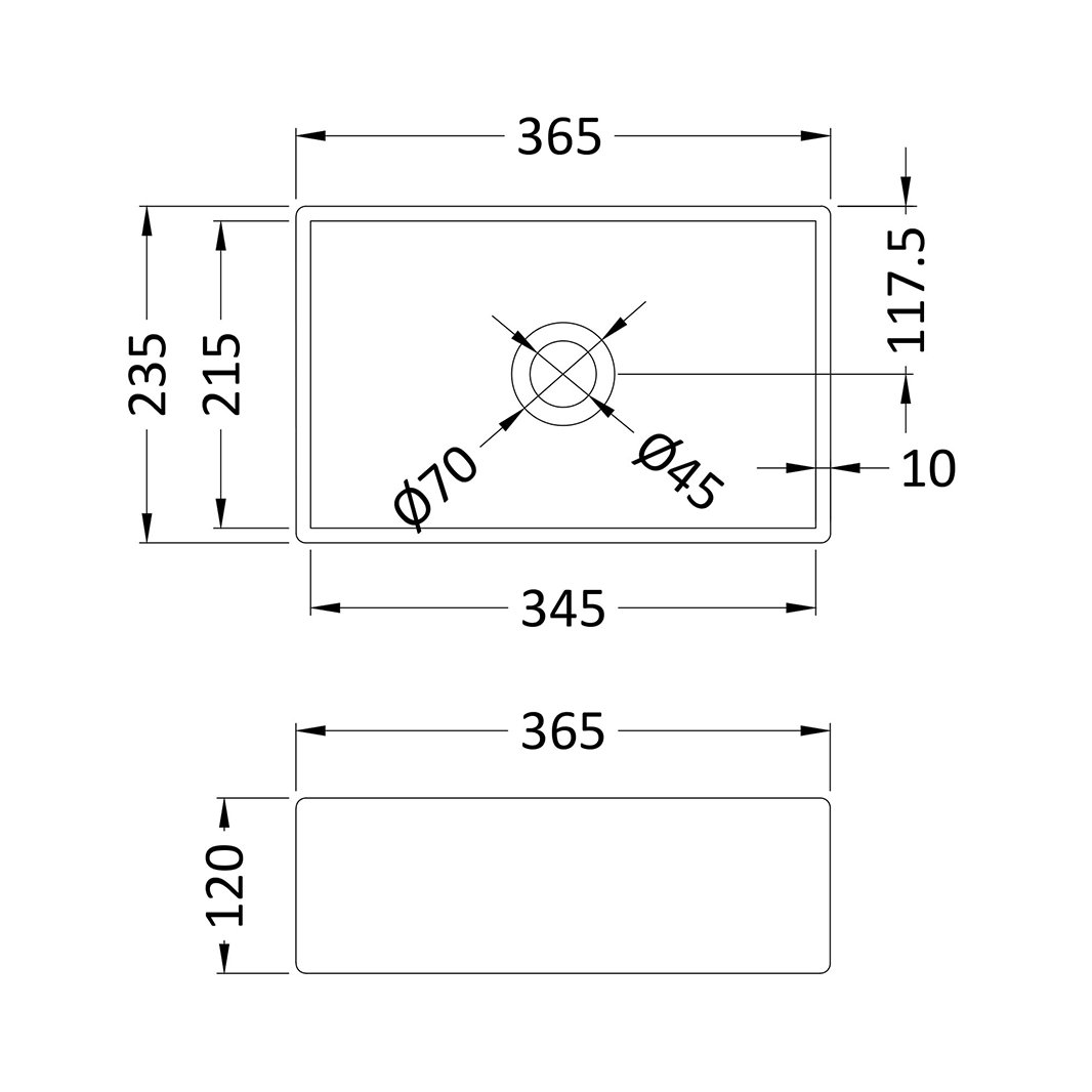 Harbour Square Matt Finish Countertop Basin - 365 x 235mm
