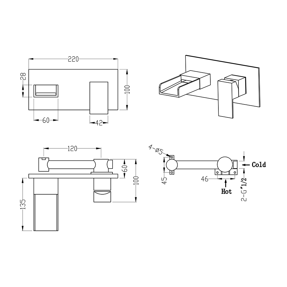 Vellamo Maya Wall Mounted Basin Mixer