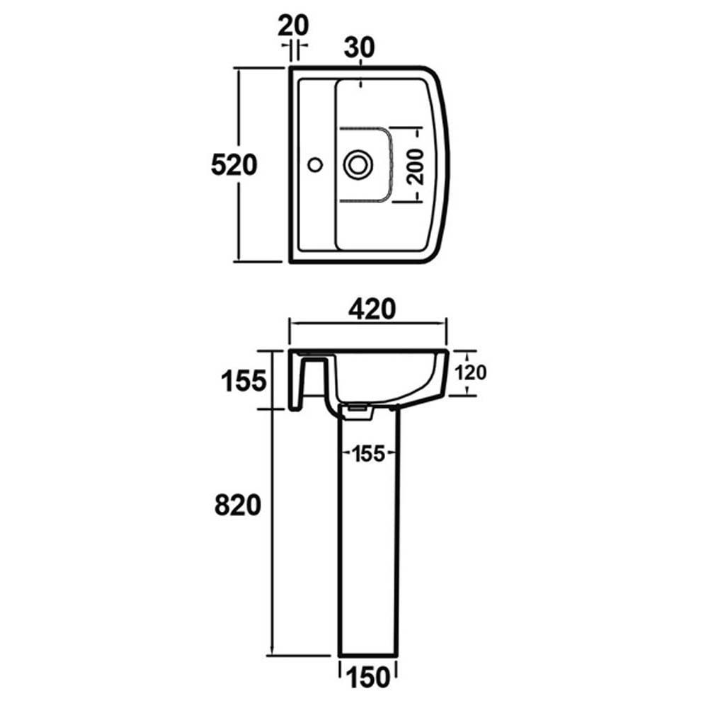 Jack 520mm Basin & Full Pedestal