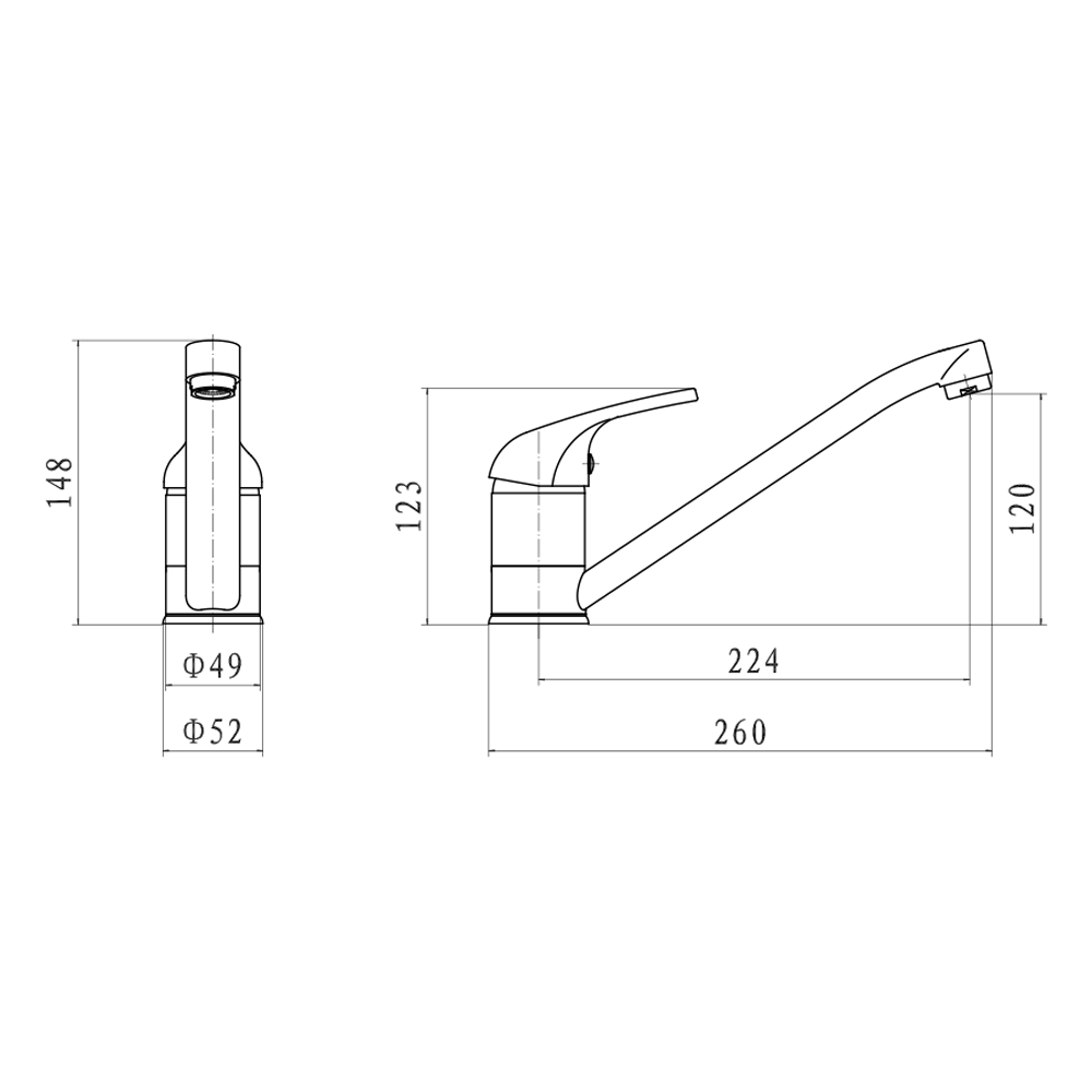 Clearwater Creta Single Lever Mono Sink Mixer with Swivel Spout