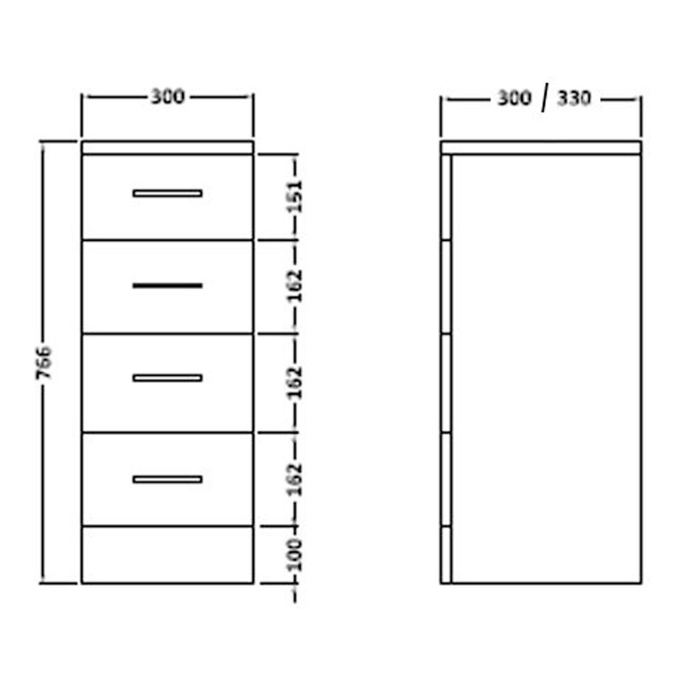 Vellamo Alpine 4 Drawers Storage Unit