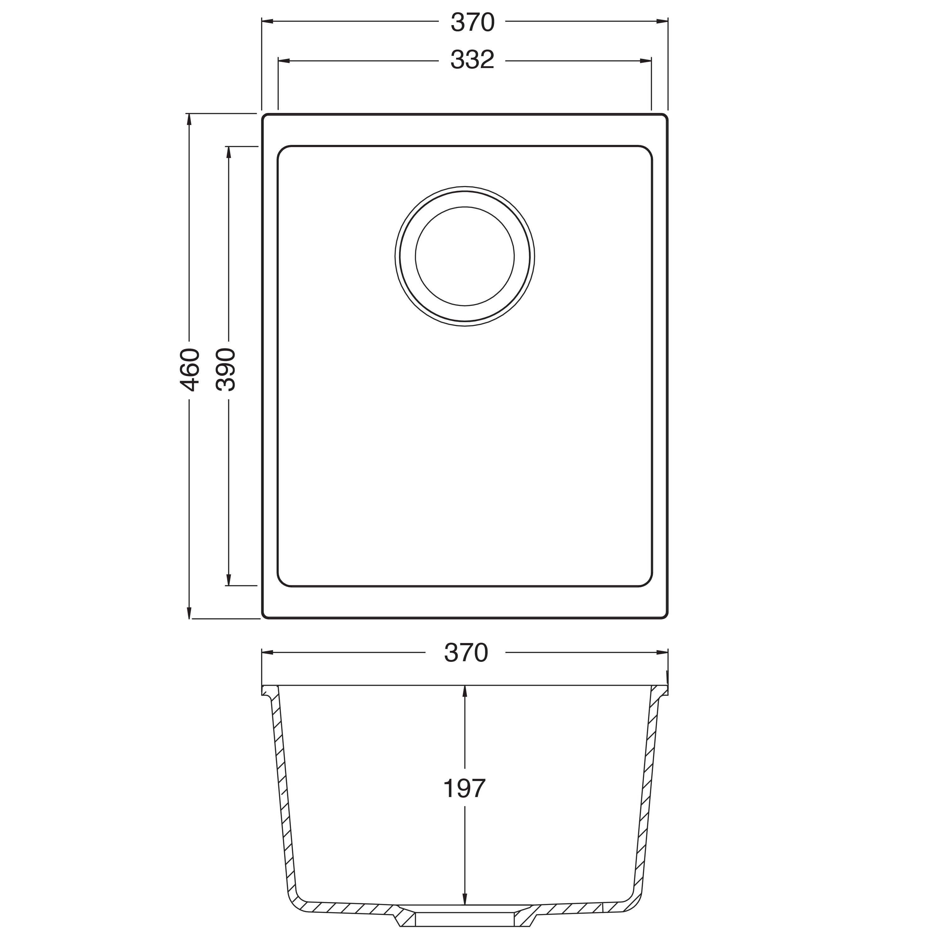 Butler & Rose Bryn Compact 1 Bowl White Fine Fireclay Ceramic Inset/Undermount Kitchen Sink - 370mm x 460mm