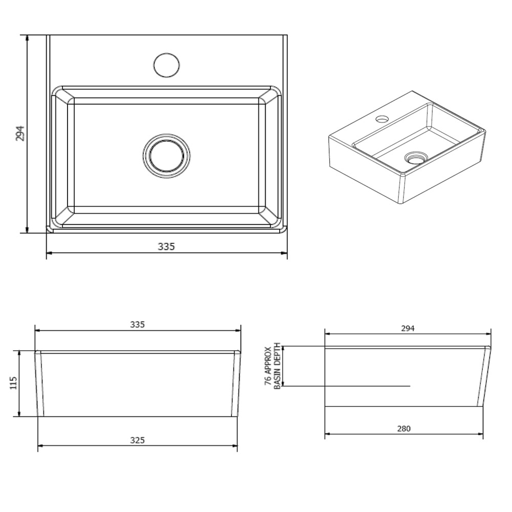 Lexie Wall Hung Small Cloakroom Basin