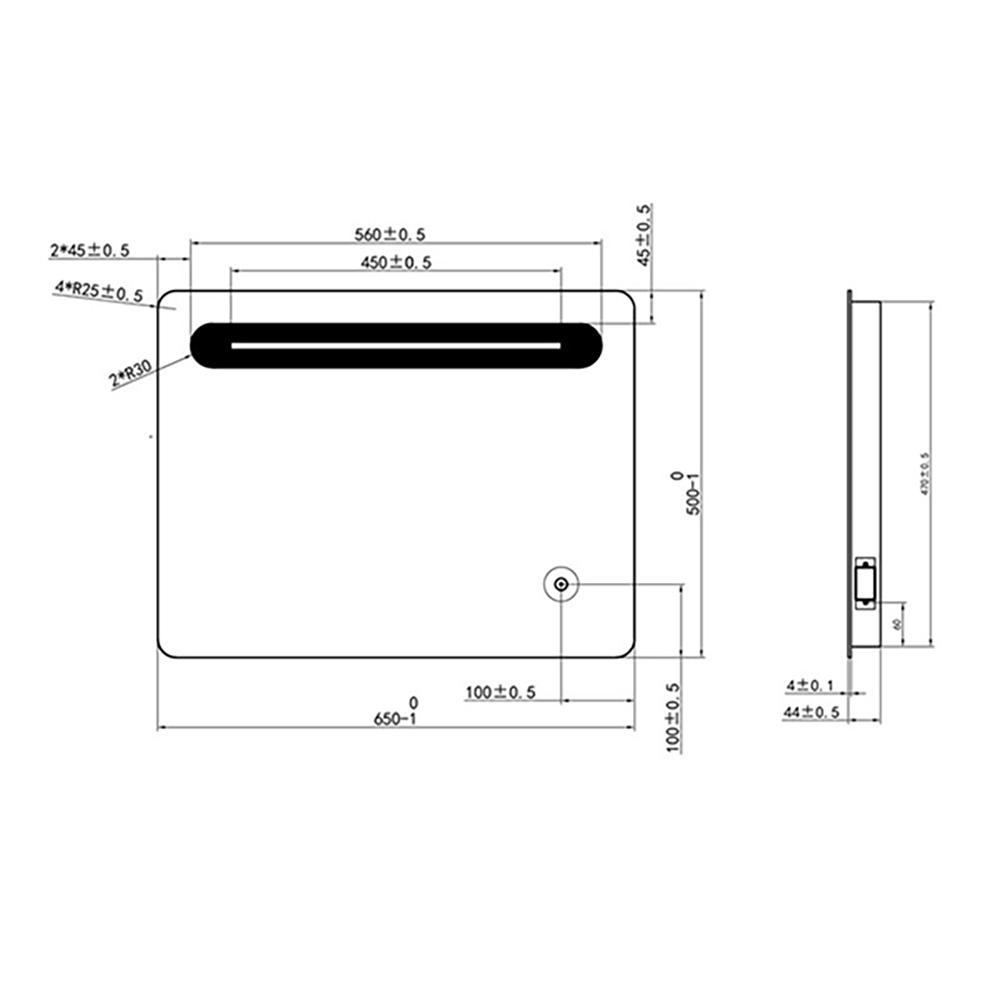 Vellamo LED Illuminated Bathroom Mirror with Demister Pad & Shaving Socket - 500 x 650mm