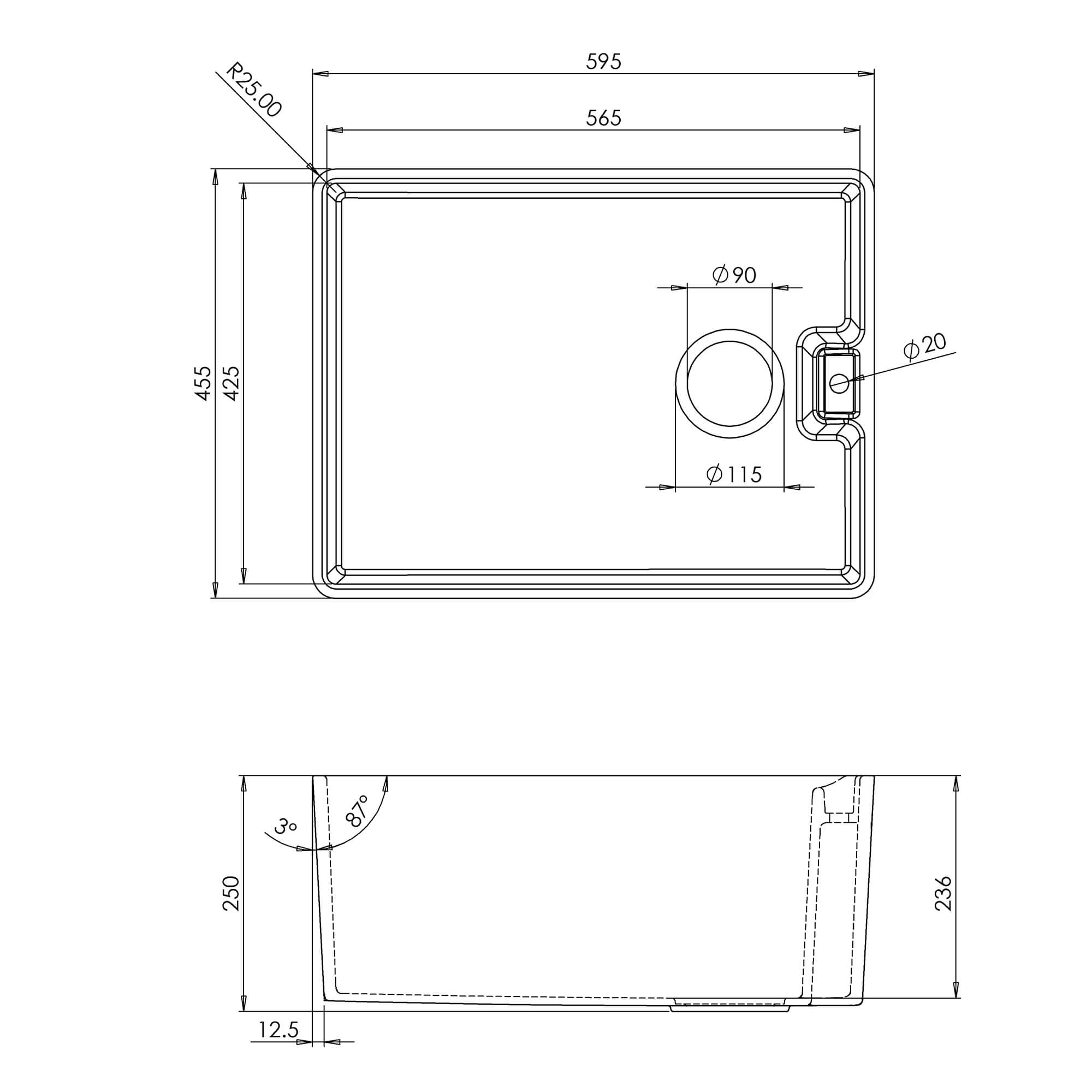 Vellamo Composite White Belfast Kitchen Sink & Waste - 595 x 455mm
