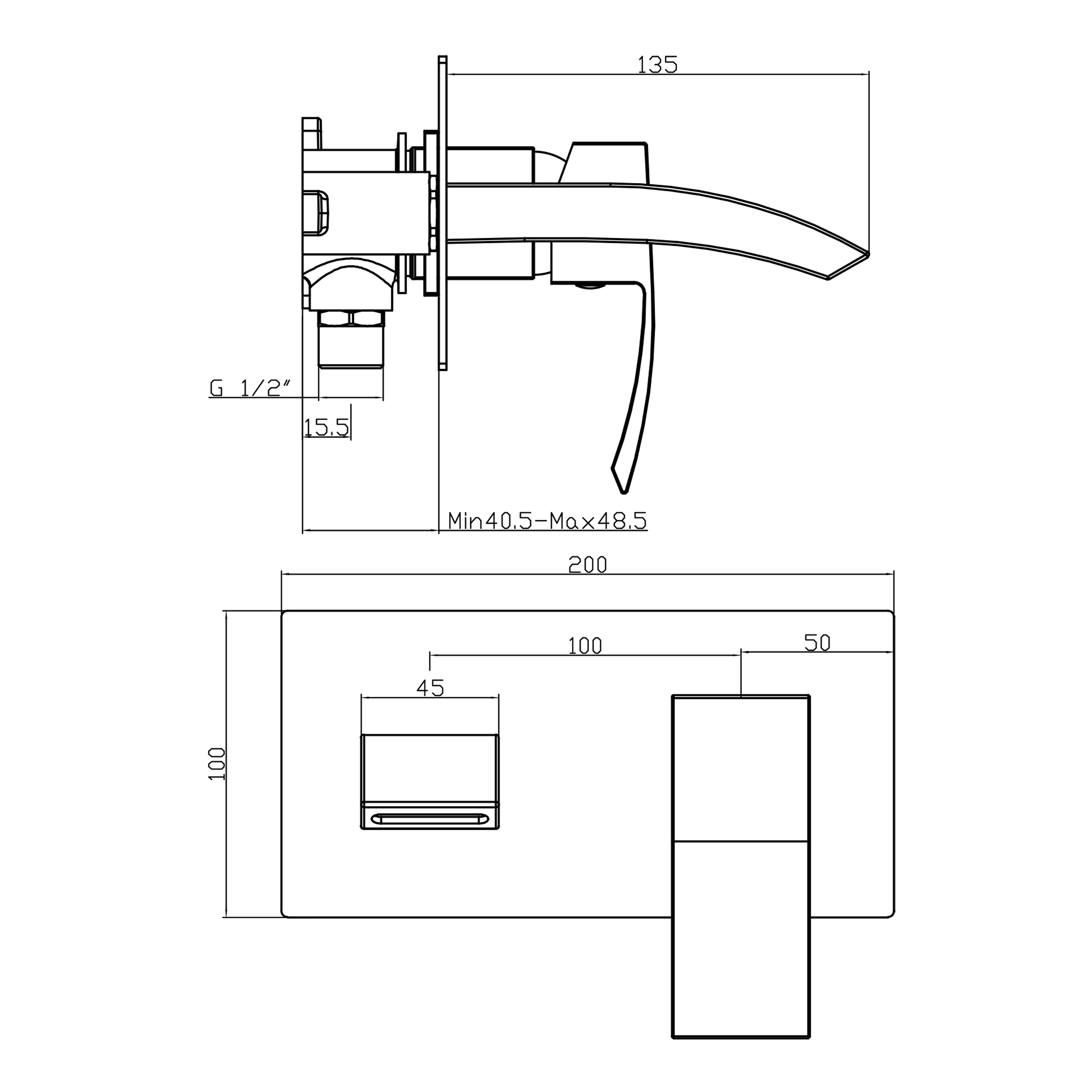 Vellamo City Wall Mounted Chrome Basin Mixer Tap