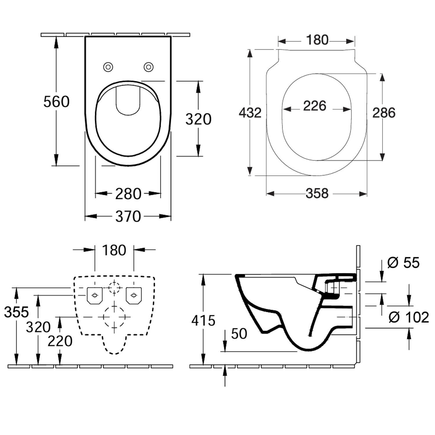Villeroy & Boch Subway 2.0 Rimless Wall Mounted Toilet & Soft Close Toilet Seat