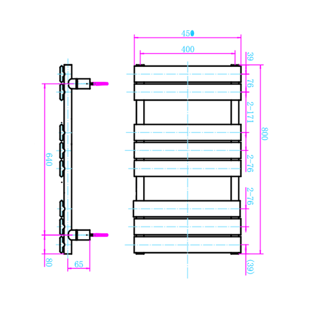 Brenton Avezzano Gloss White Flat Panel Heated Towel Rail - 800 x 450mm