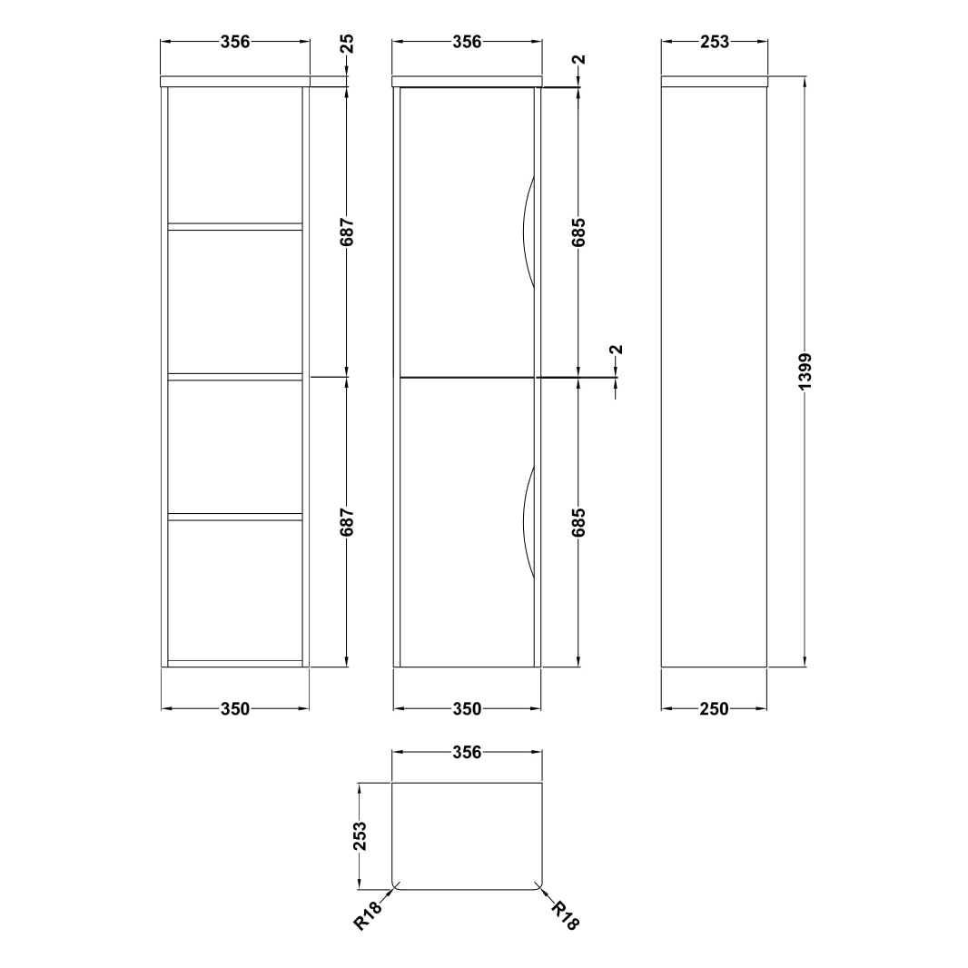 Harbour Grace 1400mm Tall Storage Unit - Gloss White
