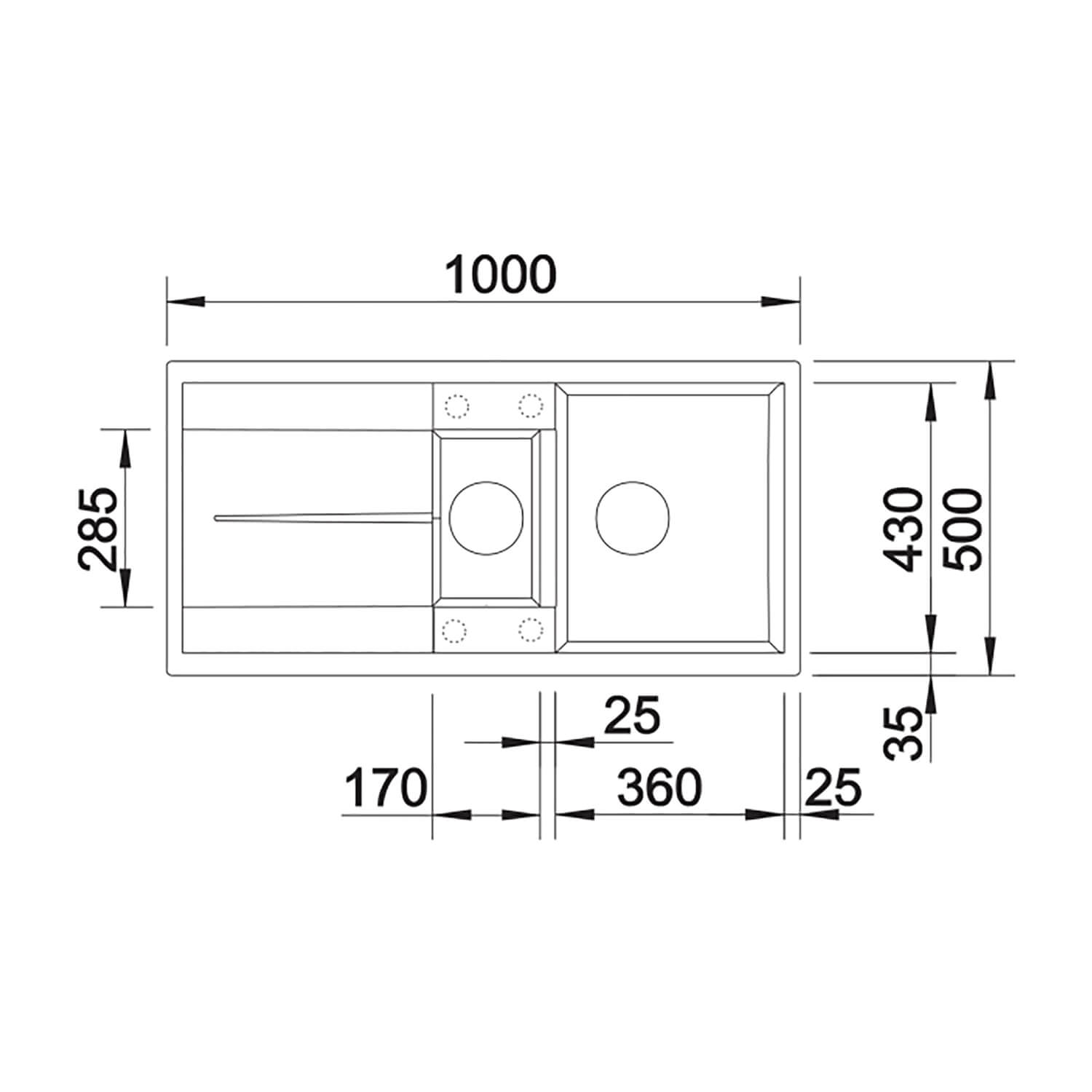 Blanco Metra 6 S 1.5 Bowl Inset Silgranit Composite Kitchen Sink & Waste with Reversible Drainer - 1000 x 500mm