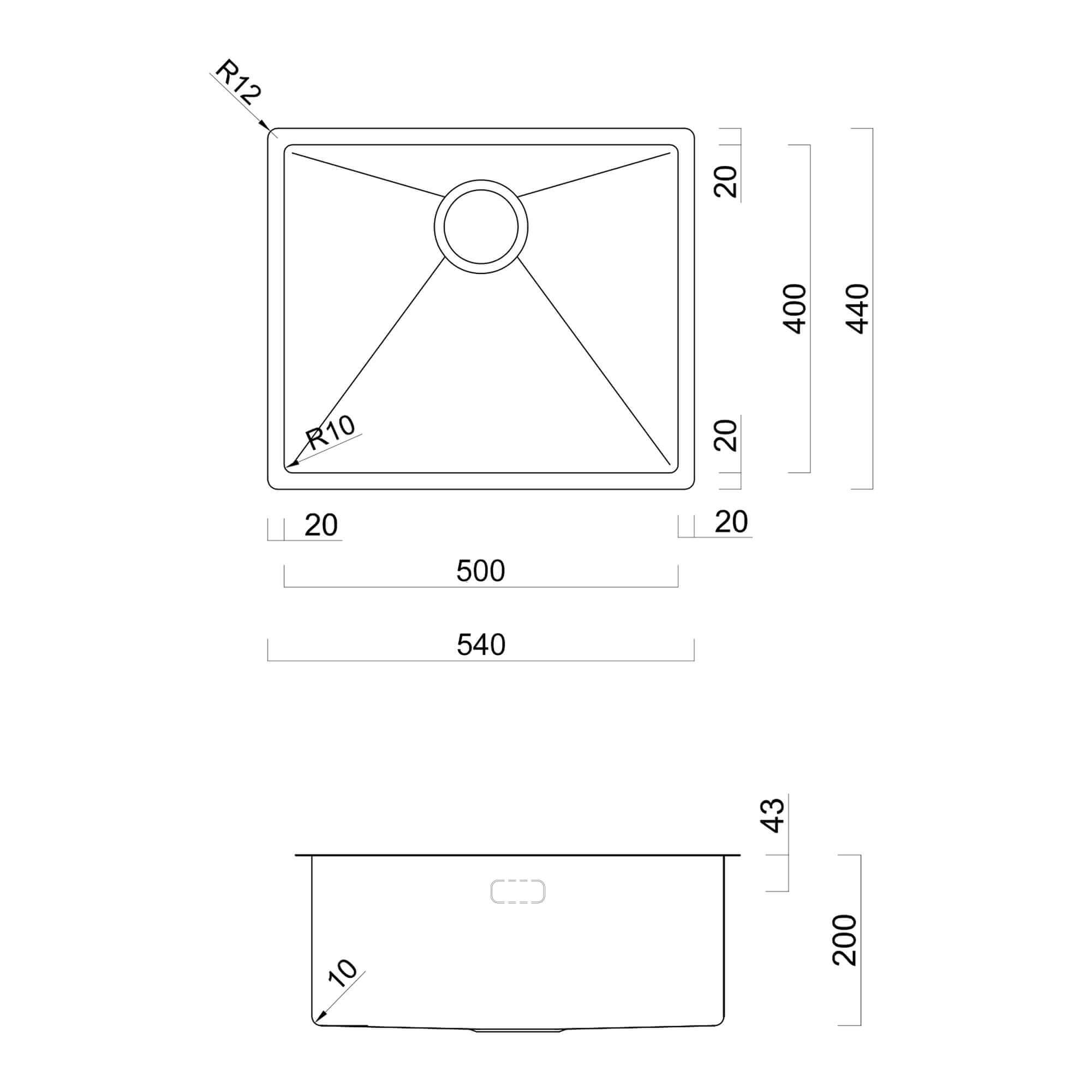 Rangemaster Spectra 1 Bowl Inset or Undermount Stainless Steel Kitchen Sink & Waste - 540 x 440mm