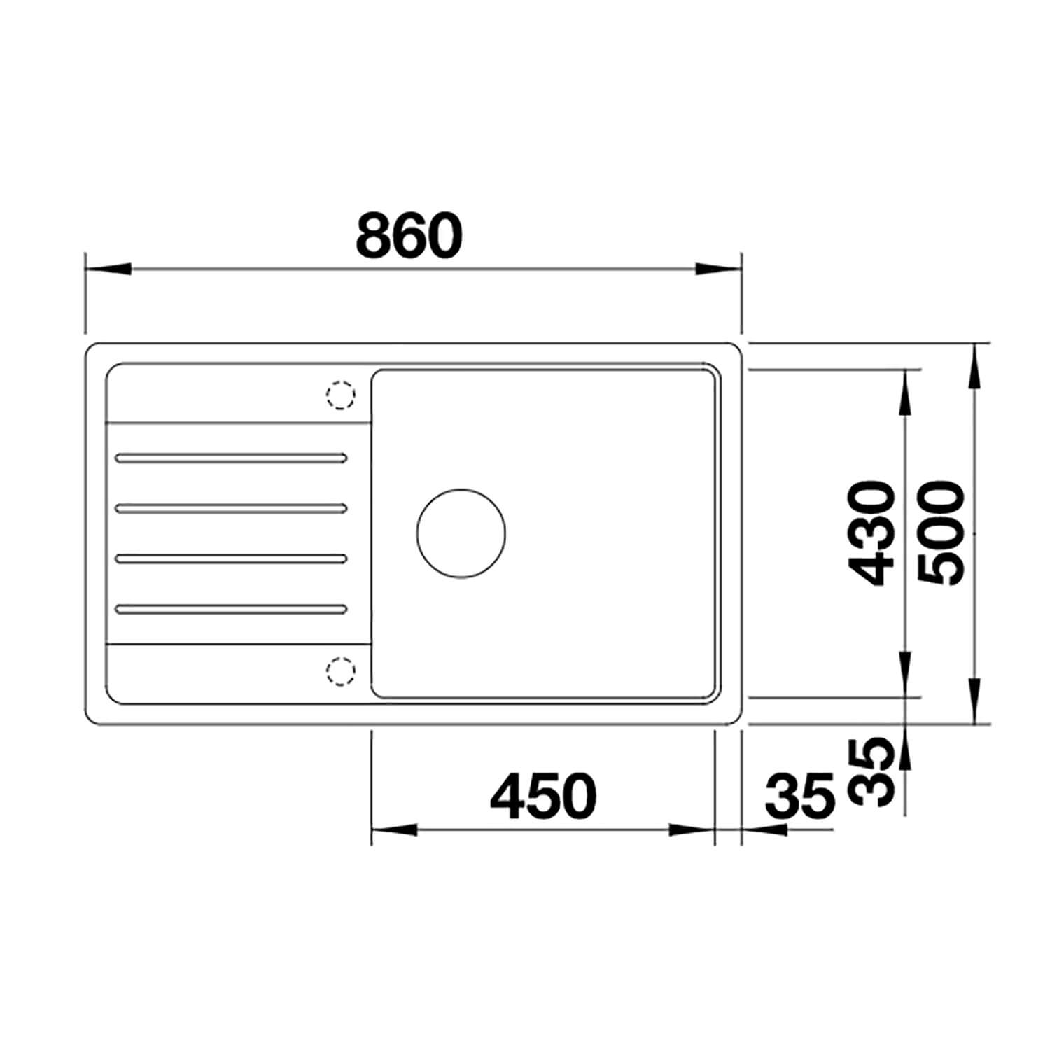 Blanco Legra XL 6 S 1 Bowl Silgranit Composite Kitchen Sink & Waste with Reversible Drainer - 860 x 500mm