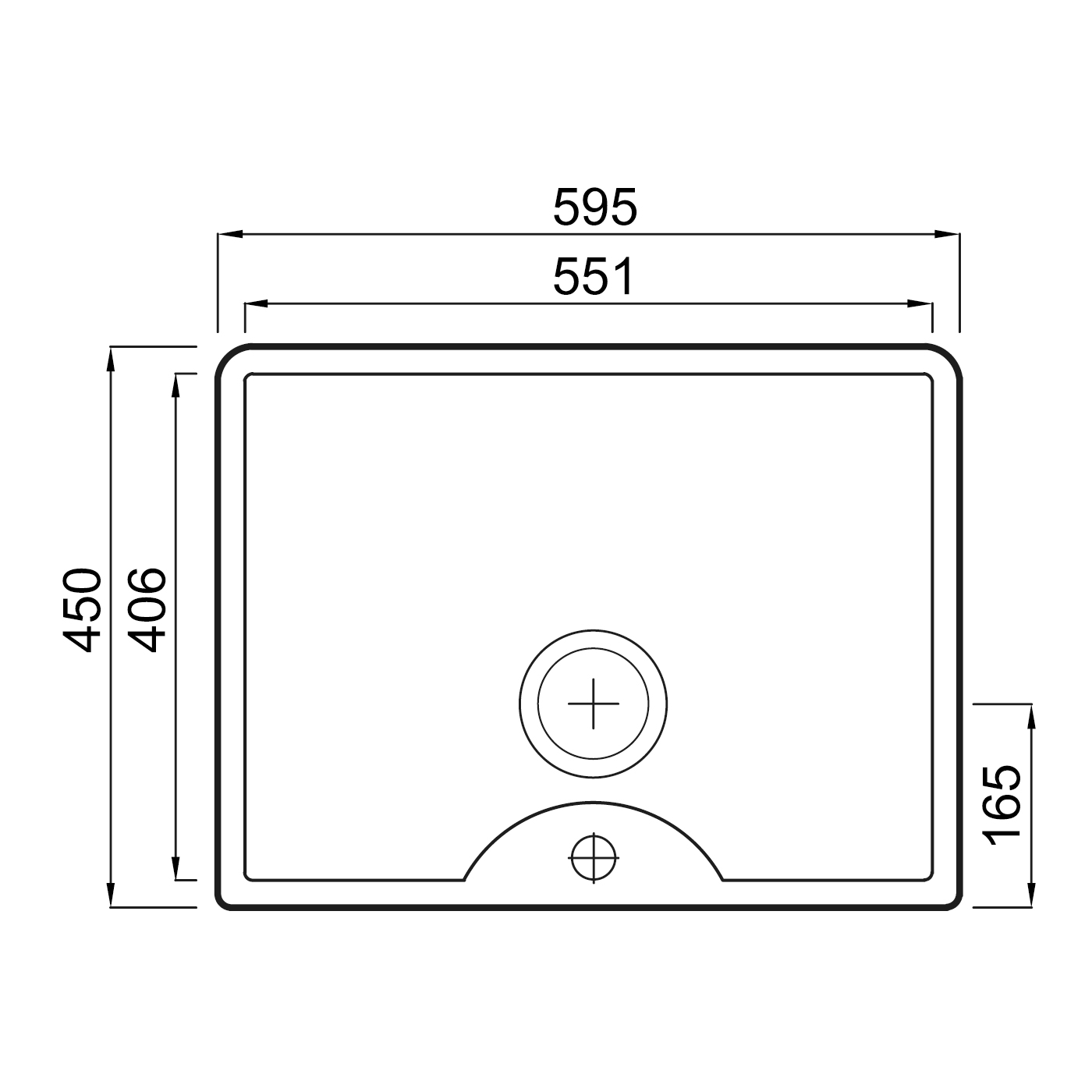 Thomas Denby Legacy Belfast 1 Bowl Gloss White Ceramic Kitchen Sink with Tap Ledge - 595 x 450mm