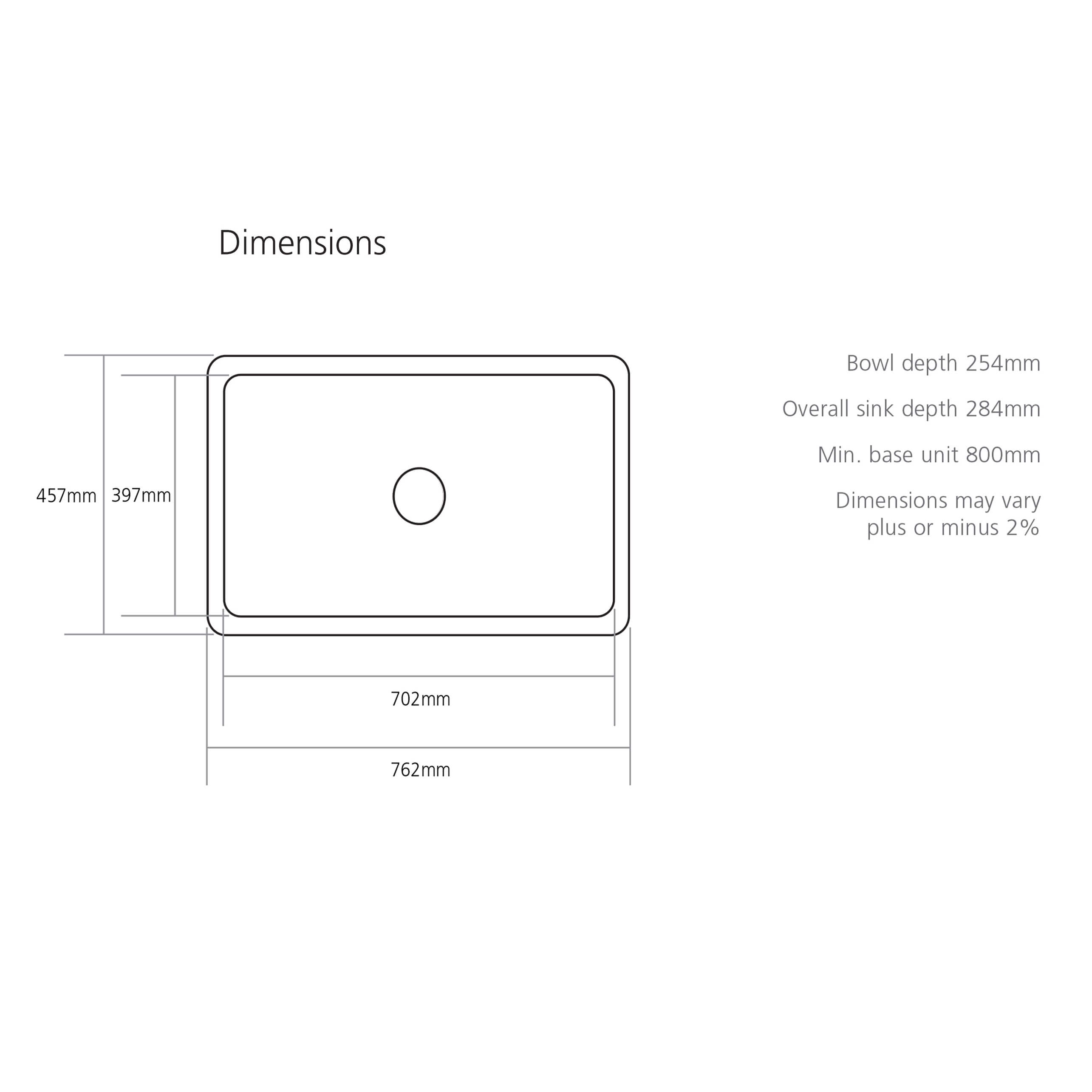 Caple Large Single Bowl Farmhouse White Ceramic Kitchen Sink - 762 x 457mm