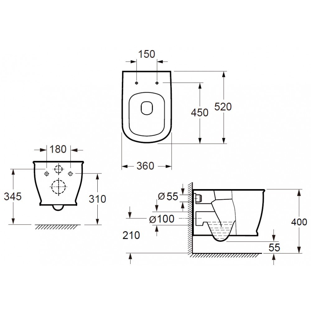 Imex Liberty Rimless Wall Hung Toilet and Soft Close Seat