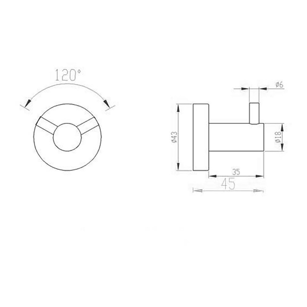 Inox Brushed Stainless Steel Double Robe Hook