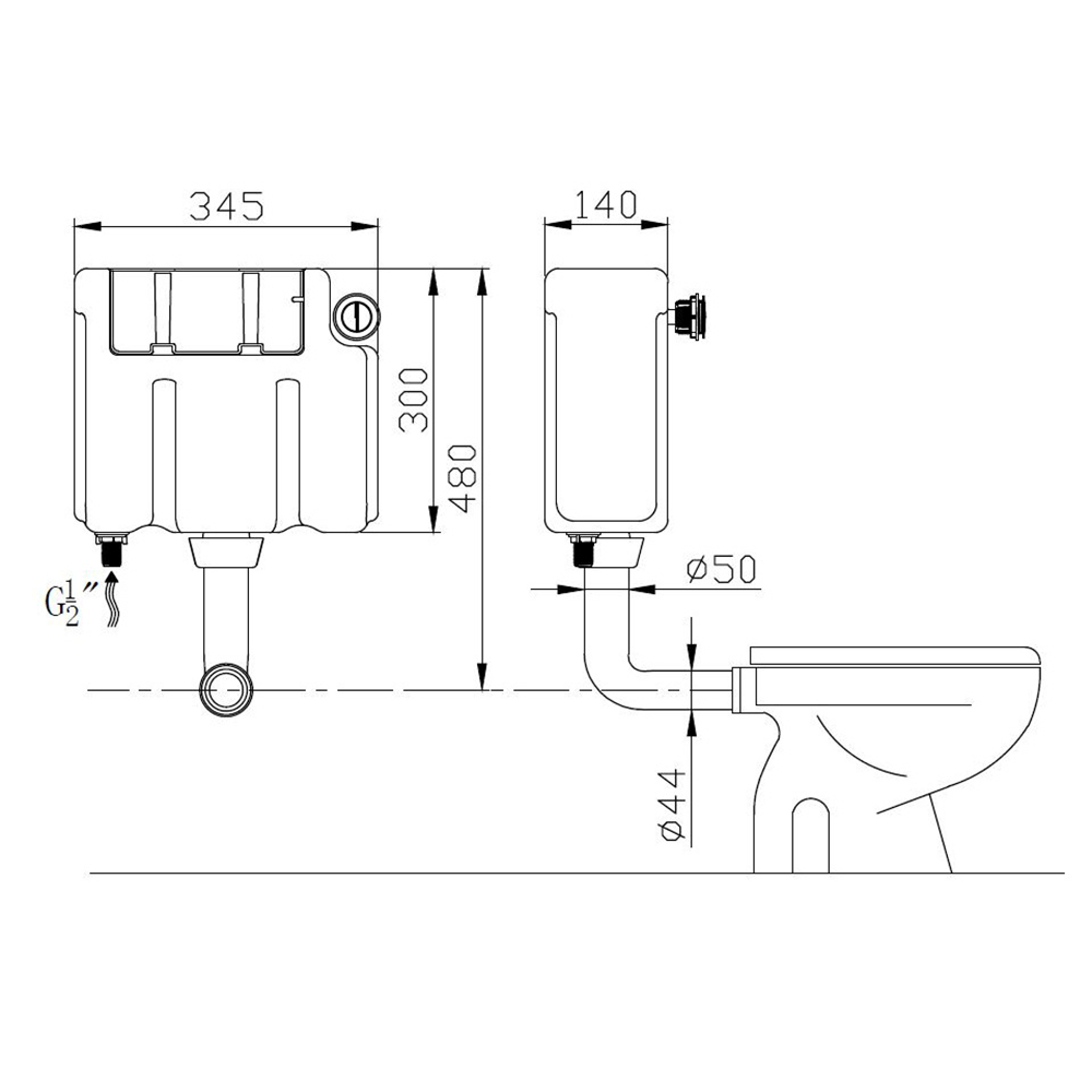 Harbour Dual Flush Cistern Bottom Entry Water Inlet