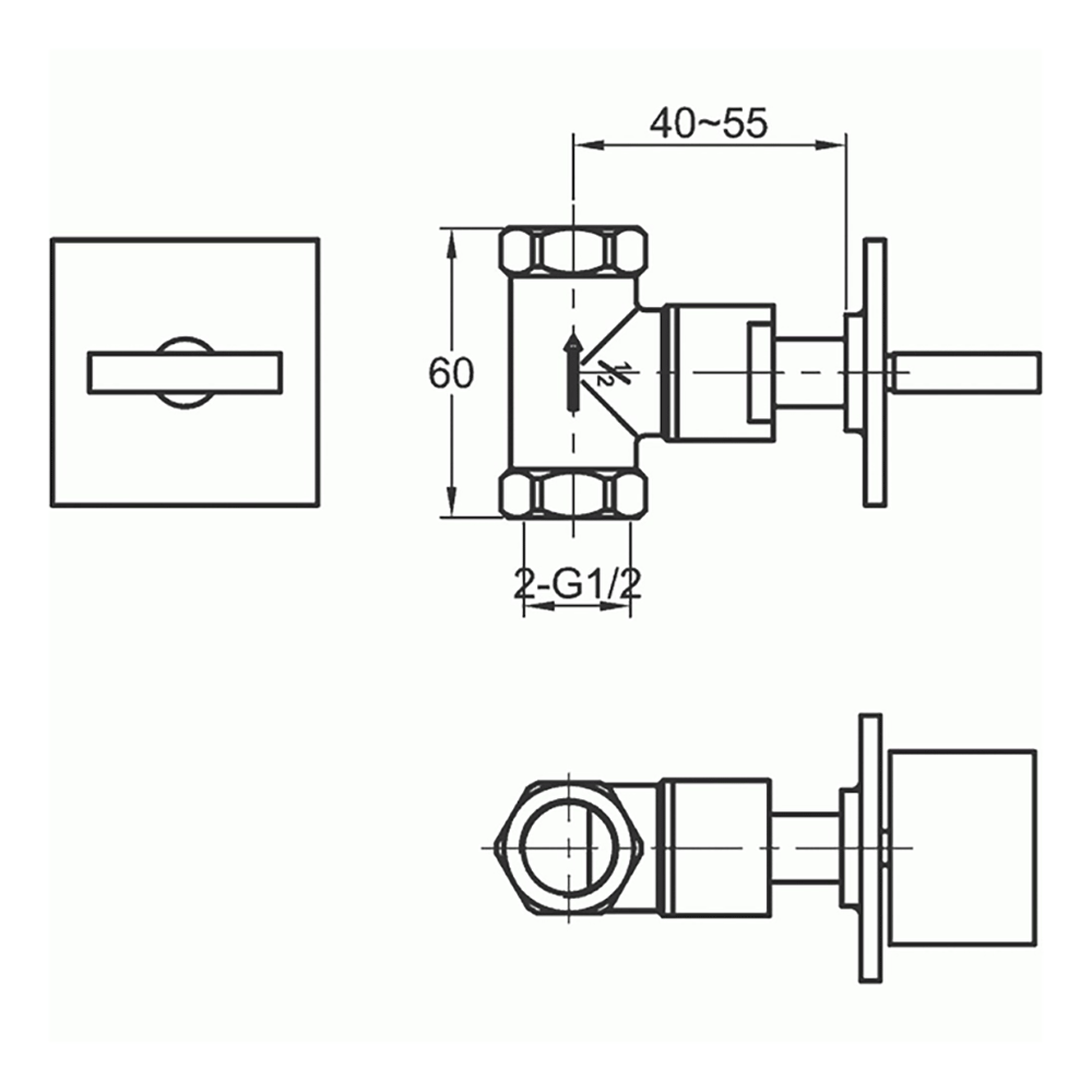 Pura Bloque Wall Shut Off Valve for Hot Water