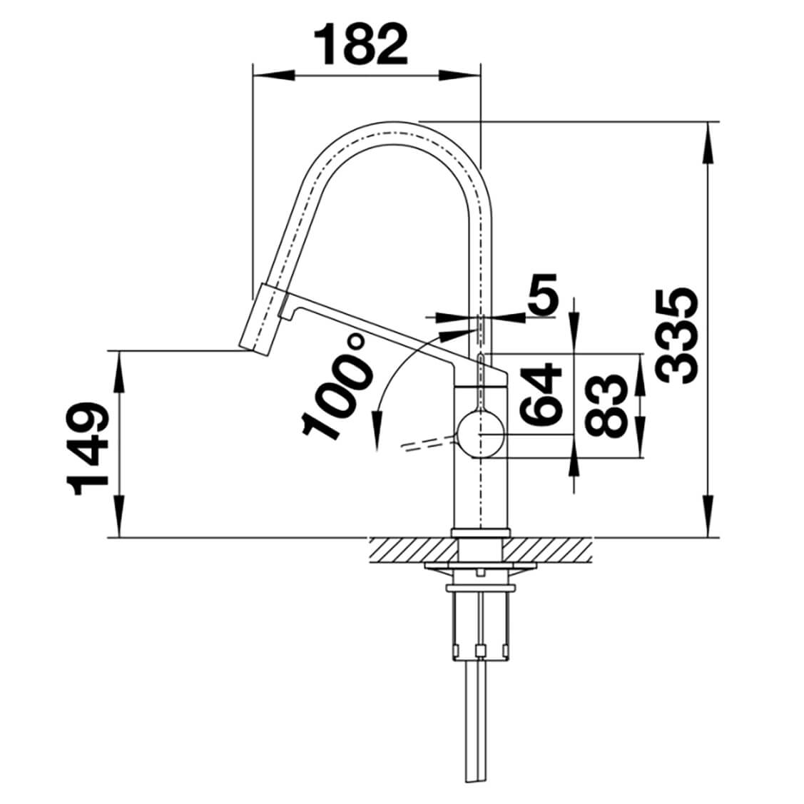 Blanco Viu-S Single Lever Chrome Mono Pull Out Kitchen Mixer Tap with Replaceable Hose
