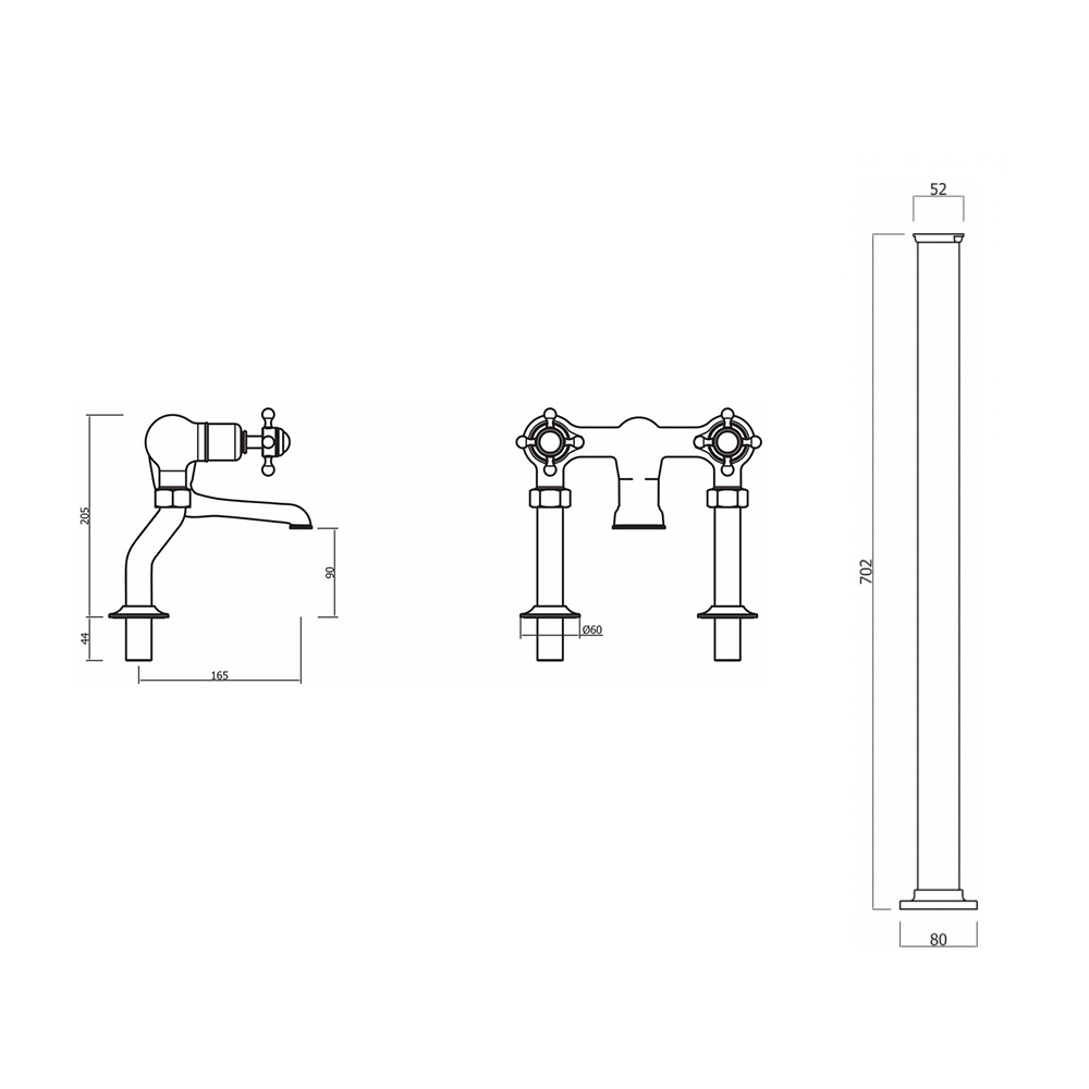 Crosswater Belgravia Crosshead Floor Standing Bath Filler - Chrome