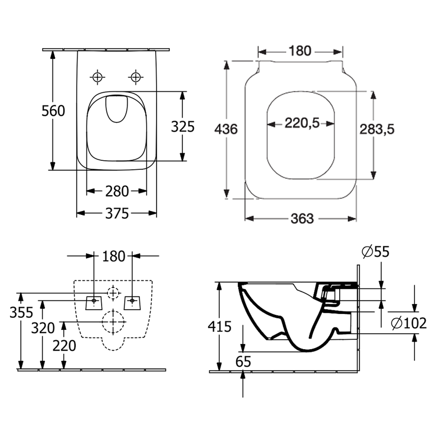 Villeroy & Boch Venticello Rimless Wall Mounted Toilet and Soft Close Toilet Seat