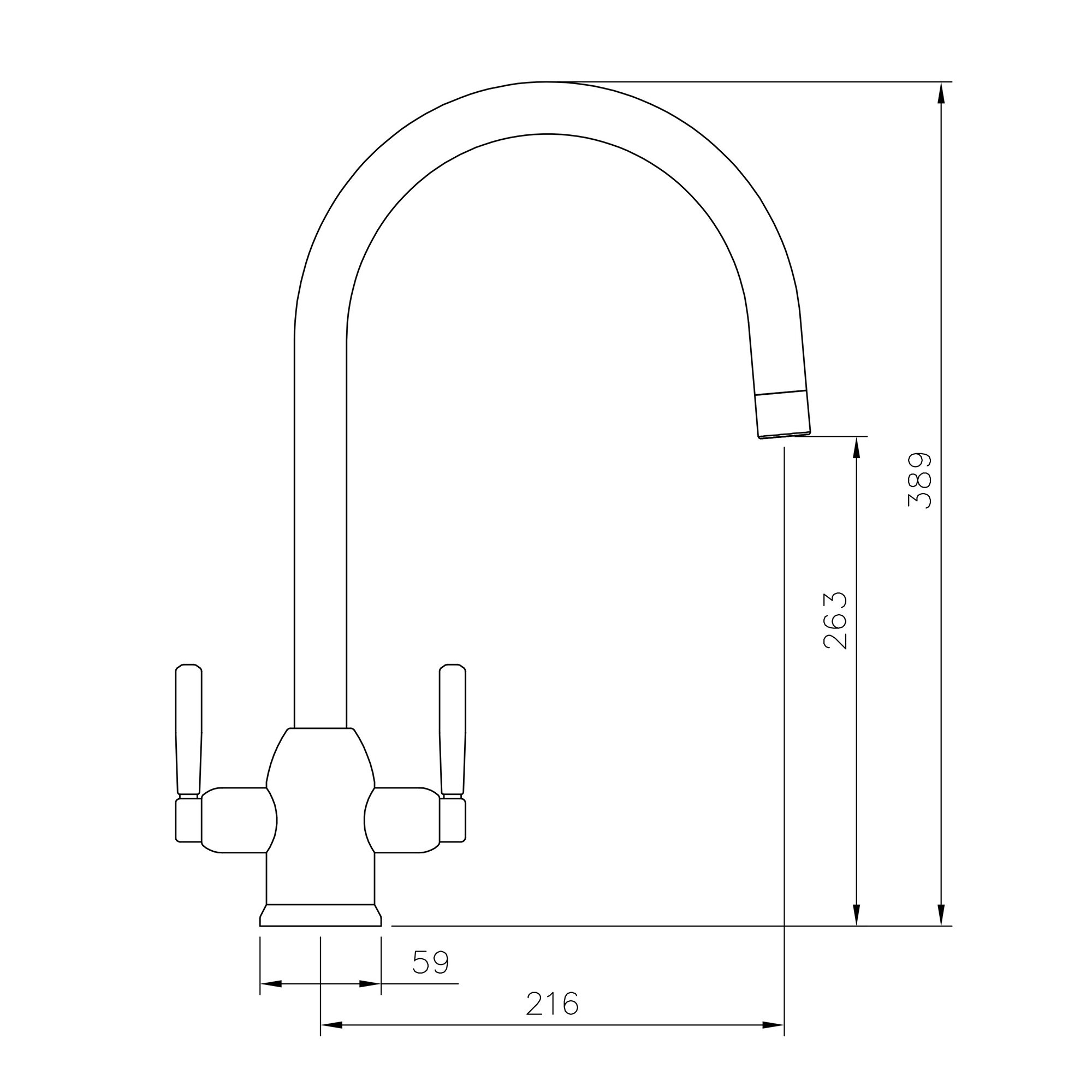 Rangemaster Parma Twin Lever Kitchen Mixer Tap with Swivel Spout